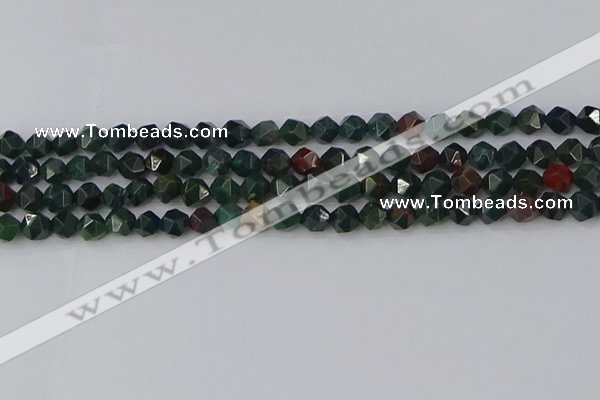 COJ320 15.5 inches 6mm faceted nuggets Indian bloodstone beads