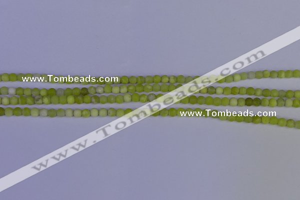 COJ400 15.5 inches 4mm round matte olive jade beads wholesale