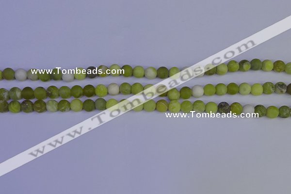 COJ401 15.5 inches 6mm round matte olive jade beads wholesale