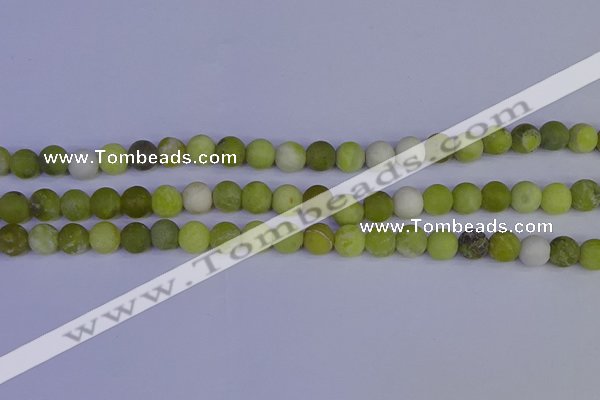 COJ402 15.5 inches 8mm round matte olive jade beads wholesale