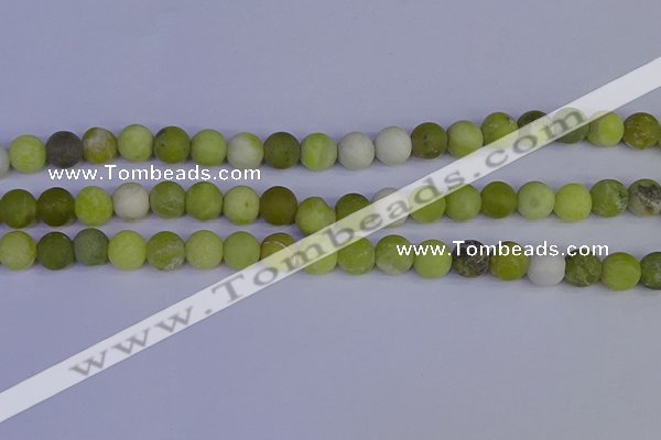 COJ403 15.5 inches 10mm round matte olive jade beads wholesale