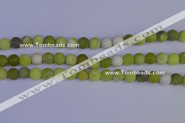 COJ404 15.5 inches 12mm round matte olive jade beads wholesale