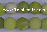 COJ405 15.5 inches 14mm round matte olive jade beads wholesale