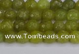 COJ409 15.5 inches 6mm faceted round olive jade beads