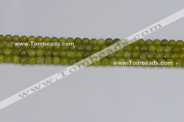 COJ409 15.5 inches 6mm faceted round olive jade beads