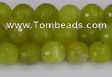 COJ410 15.5 inches 8mm faceted round olive jade beads