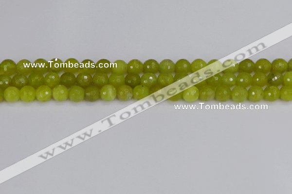 COJ410 15.5 inches 8mm faceted round olive jade beads