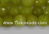 COJ411 15.5 inches 10mm faceted round olive jade beads