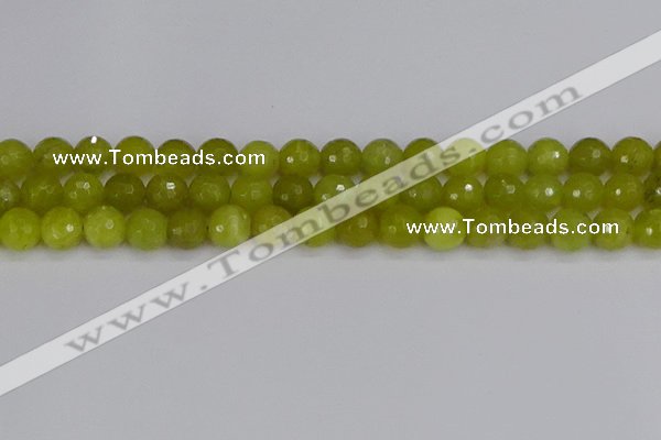 COJ411 15.5 inches 10mm faceted round olive jade beads