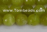 COJ412 15.5 inches 12mm faceted round olive jade beads