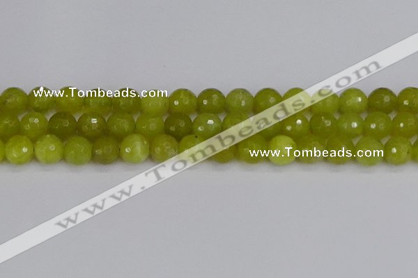 COJ412 15.5 inches 12mm faceted round olive jade beads