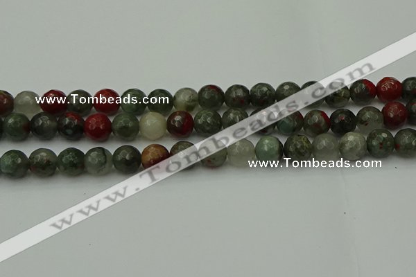 COJ464 15.5 inches 12mm faceted round blood jasper beads wholesale