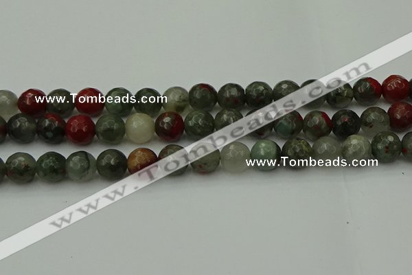 COJ465 15.5 inches 14mm faceted round blood jasper beads wholesale