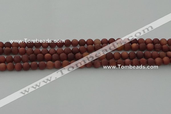 COJ471 15.5 inches 6mm round matte African blood jasper beads