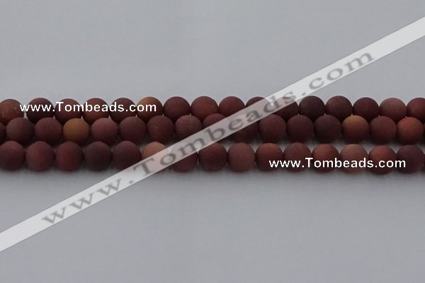COJ473 15.5 inches 10mm round matte African blood jasper beads
