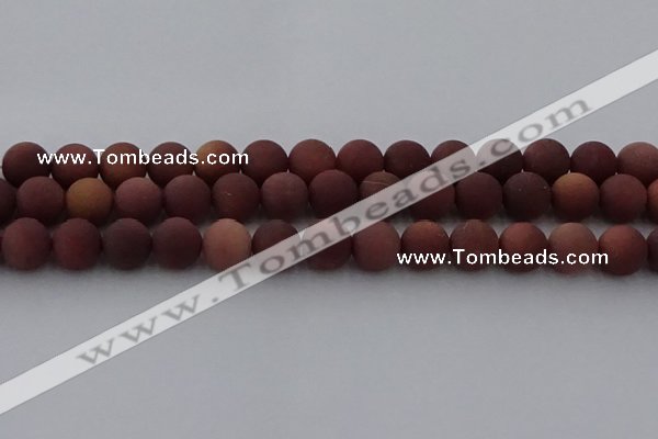 COJ474 15.5 inches 12mm round matte African blood jasper beads