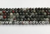 COJ486 15.5 inches 10mm faceted round blood jasper beads wholesale