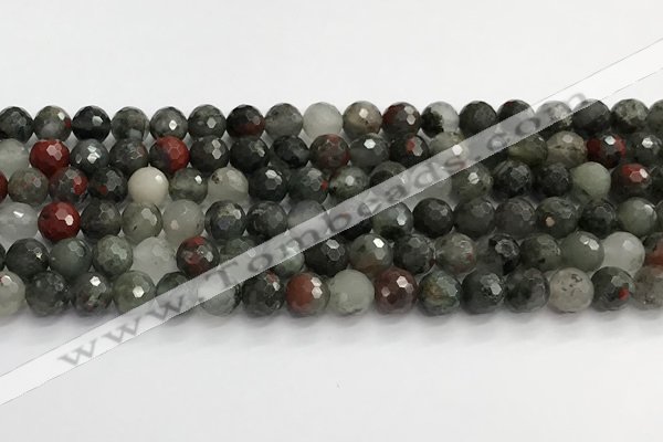 COJ486 15.5 inches 10mm faceted round blood jasper beads wholesale