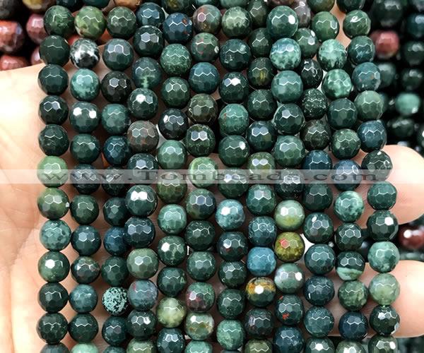 COJ512 15 inches 6mm faceted round Indian bloodstone beads wholesale