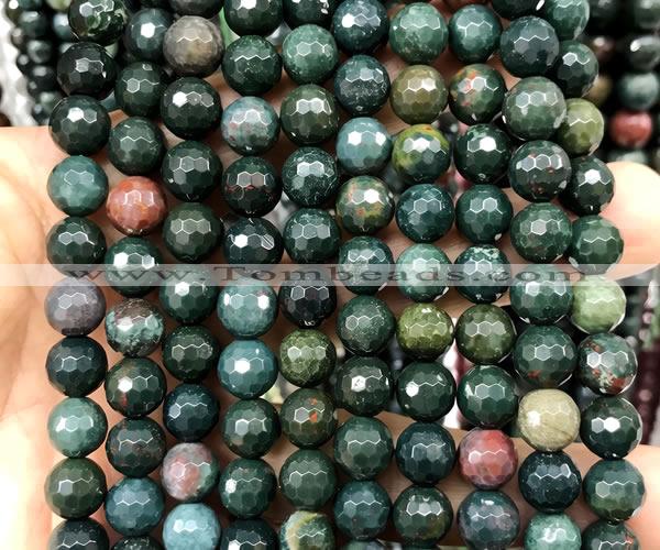 COJ513 15 inches 8mm faceted round Indian bloodstone beads wholesale