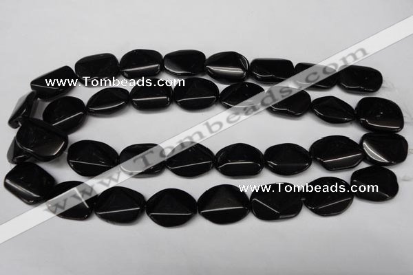 CON106 15.5 inches 18*25mm cut oval black onyx gemstone beads