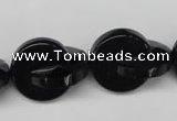 CON115 15.5 inches 18mm curved moon black onyx gemstone beads