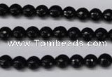 CON14 15.5 inches 7mm faceted round black onyx gemstone beads