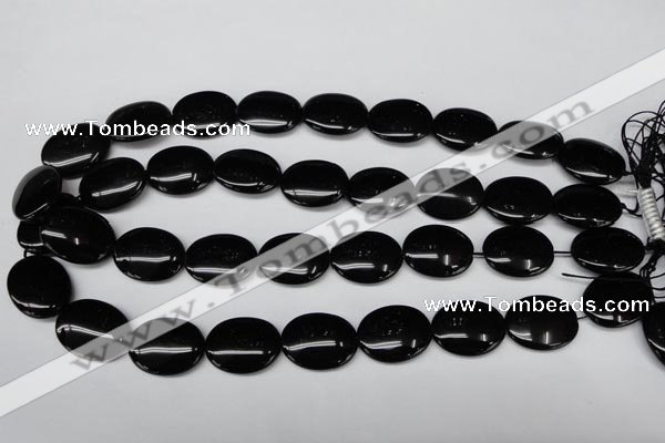 CON34 15.5 inches 17*22mm oval black onyx gemstone beads