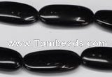 CON36 15.5 inches 10*30mm oval black onyx gemstone beads