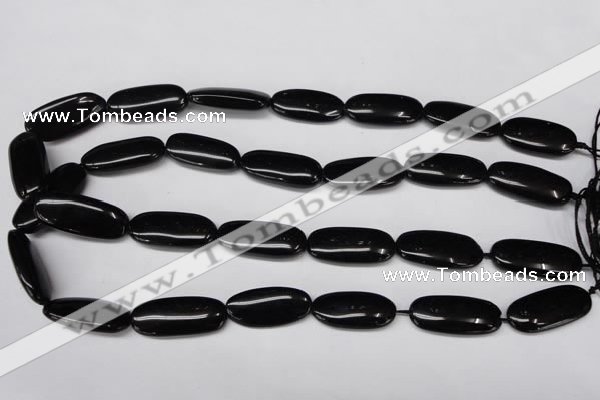 CON36 15.5 inches 10*30mm oval black onyx gemstone beads