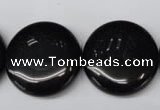 CON47 15.5 inches 25mm flat round black onyx gemstone beads