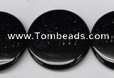 CON48 15.5 inches 28mm flat round black onyx gemstone beads