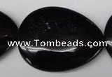 CON55 15.5 inches 30*40mm flat teardrop black onyx gemstone beads