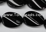 CON58 15.5 inches 18*25mm twisted oval black onyx gemstone beads