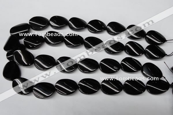 CON58 15.5 inches 18*25mm twisted oval black onyx gemstone beads