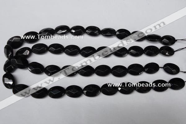 CON65 15.5 inches 13*18mm faceted oval black onyx gemstone beads