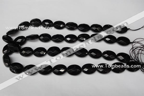 CON66 15.5 inches 15*20mm faceted oval black onyx gemstone beads