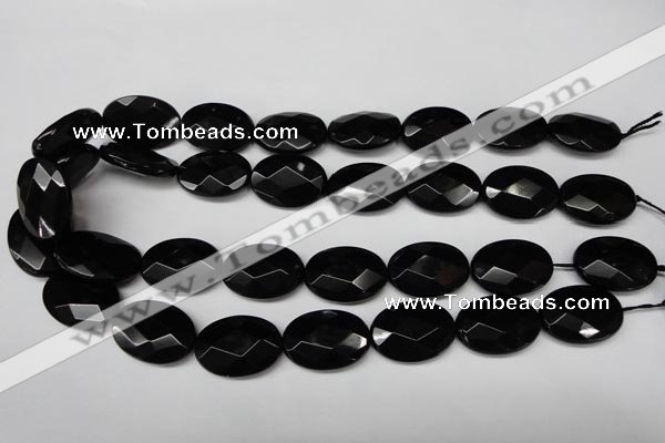 CON67 15.5 inches 18*25mm faceted oval black onyx gemstone beads