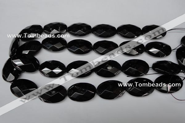 CON68 15.5 inches 20*30mm faceted oval black onyx gemstone beads