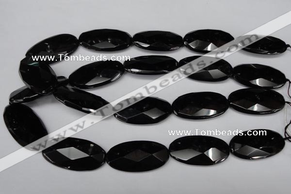 CON69 15.5 inches 20*40mm faceted oval black onyx gemstone beads