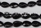 CON72 15.5 inches 8*12mm faceted flat teardrop black onyx gemstone beads