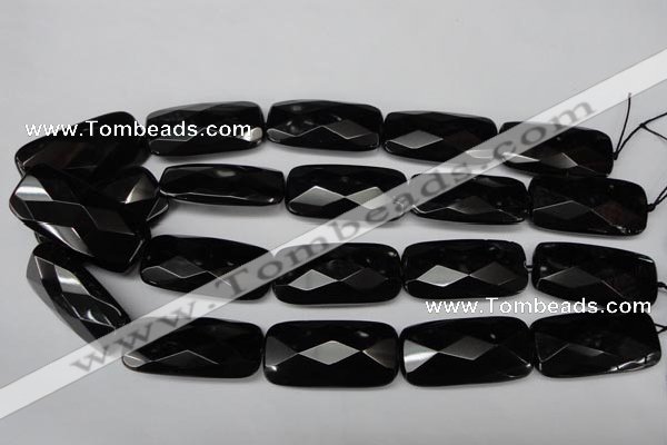 CON93 15.5 inches 20*40mm faceted rectangle black onyx gemstone beads