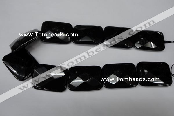 CON94 15.5 inches 30*40mm faceted rectangle black onyx gemstone beads