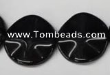 CON96 15.5 inches 23mm wavy coin black onyx gemstone beads