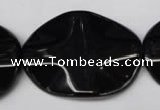 CON98 15.5 inches 30*40mm wavy oval black onyx gemstone beads