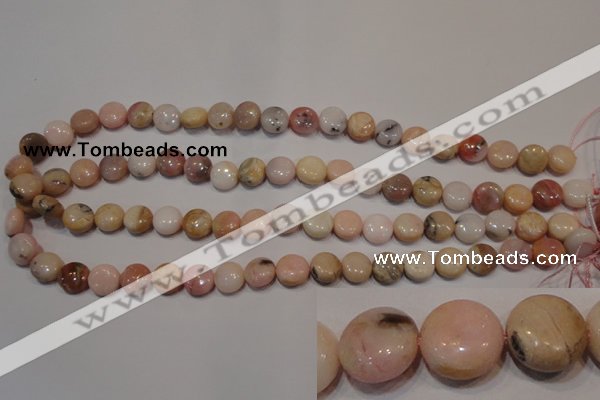 COP1012 15.5 inches 10mm flat round natural pink opal gemstone beads