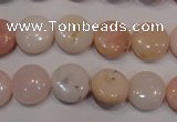 COP1014 15.5 inches 12mm flat round natural pink opal gemstone beads