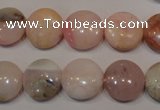 COP1015 15.5 inches 14mm flat round natural pink opal gemstone beads