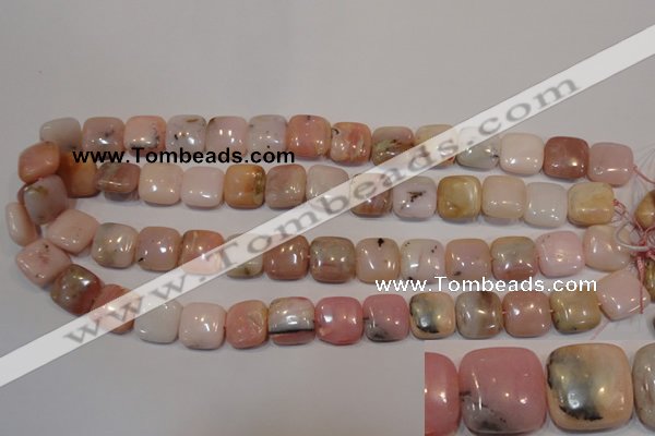 COP1044 15.5 inches 14*14mm square natural pink opal gemstone beads