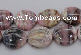 COP1260 15.5 inches 10mm flat round natural pink opal gemstone beads